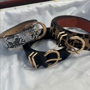 Stylish Women's Belt Set - Black, Animal Print, Snakeskin